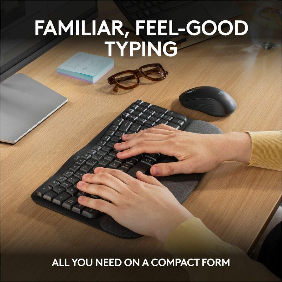 Alternate-Image2 Image for Logitech Wave Keys MK670 Combo, Wireless Ergonomic Keyboard with Signature M550 L Wireless Mouse, Graphite