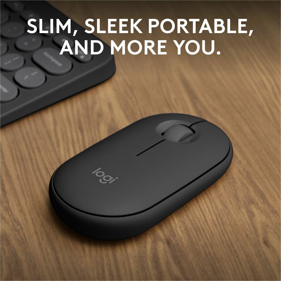 Alternate-Image1 Image for Logitech Pebble Mouse 2 M350s Slim Bluetooth Wireless Mouse, Portable, Customizable Button, Quiet Clicks - Tonal Graphite