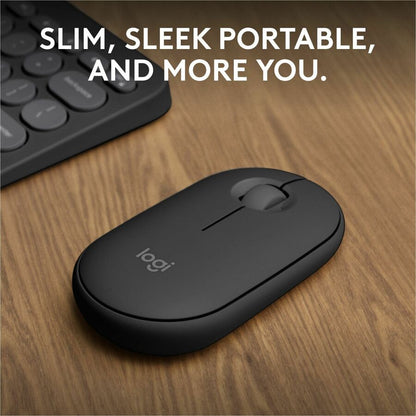 Alternate-Image1 Image for Logitech Pebble Mouse 2 M350s Slim Bluetooth Wireless Mouse, Portable, Customizable Button, Quiet Clicks - Tonal Graphite