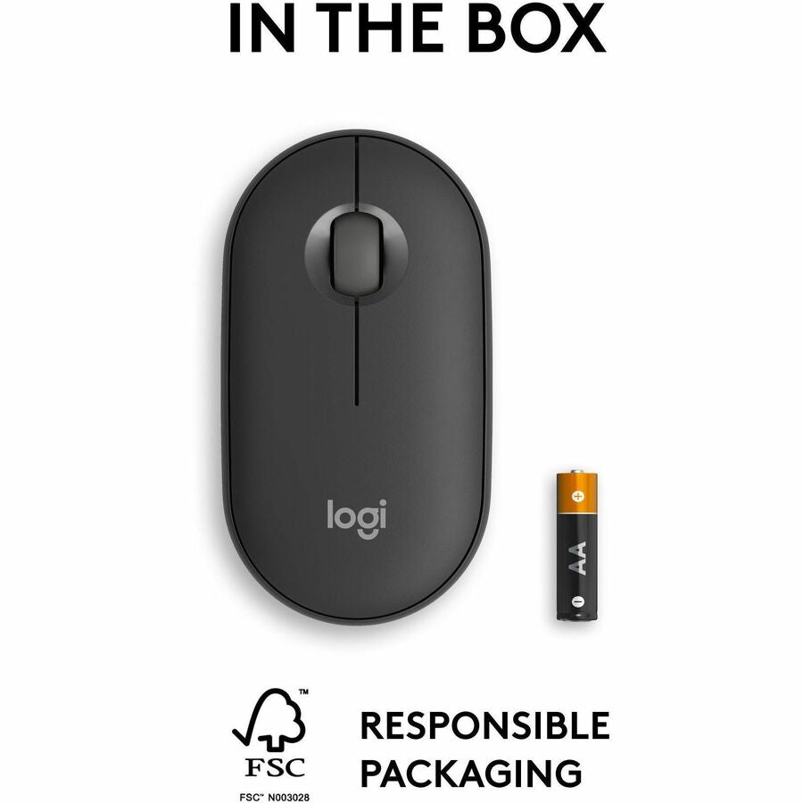 Alternate-Image8 Image for Logitech Pebble Mouse 2 M350s Slim Bluetooth Wireless Mouse, Portable, Customizable Button, Quiet Clicks - Tonal Graphite