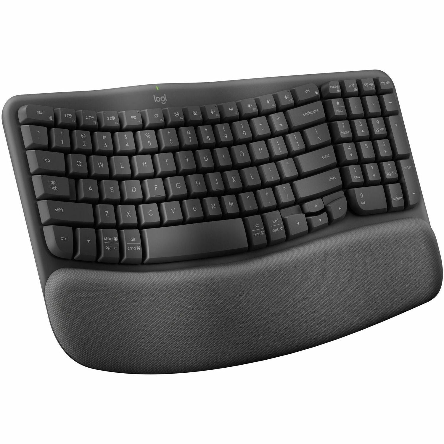 Main Image for Logitech Wave Keys Wireless Ergonomic Keyboard with Cushioned Palm Rest, Comfortable Natural Typing, Graphite