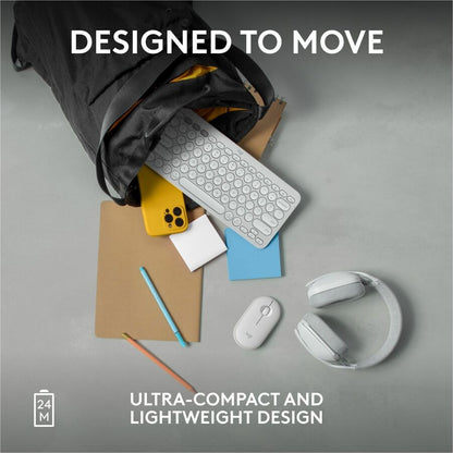 Alternate-Image6 Image for Logitech Pebble Mouse 2 M350s Slim Bluetooth Wireless Mouse, Portable, Customizable Button, Quiet Clicks, Tonal White