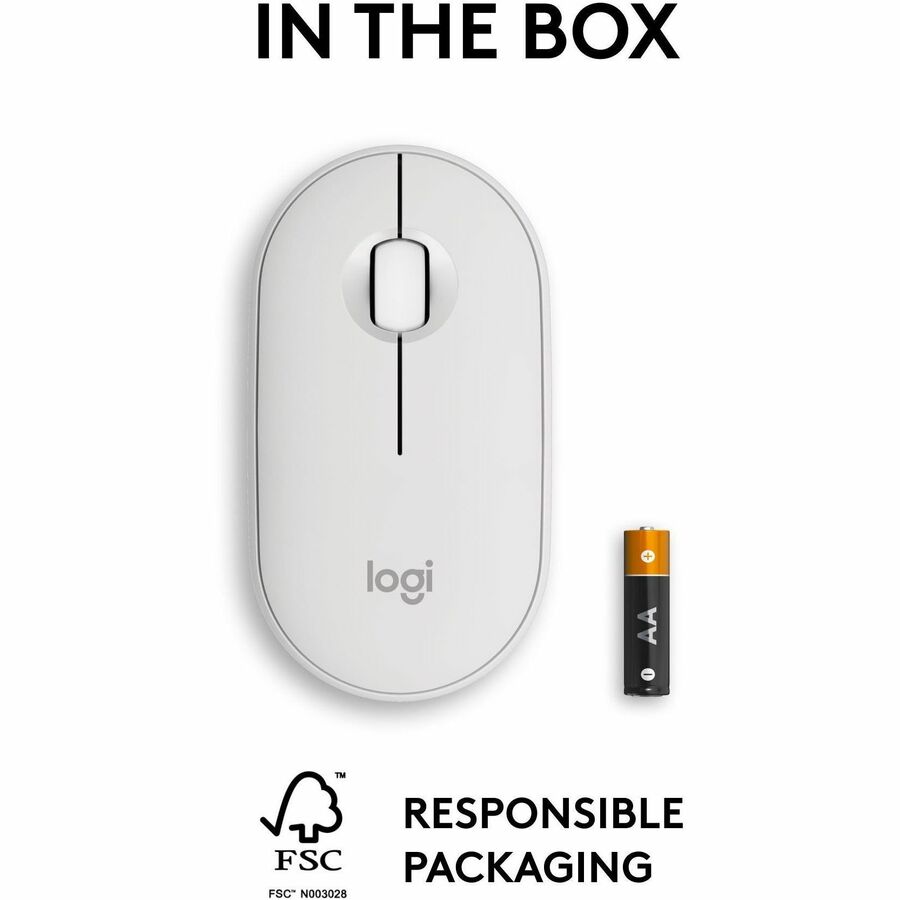 Alternate-Image8 Image for Logitech Pebble Mouse 2 M350s Slim Bluetooth Wireless Mouse, Portable, Customizable Button, Quiet Clicks, Tonal White