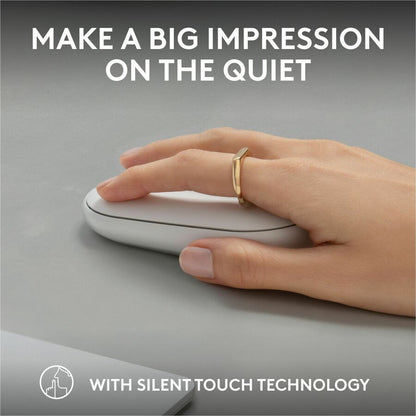 Alternate-Image4 Image for Logitech Pebble Mouse 2 M350s Slim Bluetooth Wireless Mouse, Portable, Customizable Button, Quiet Clicks, Tonal White