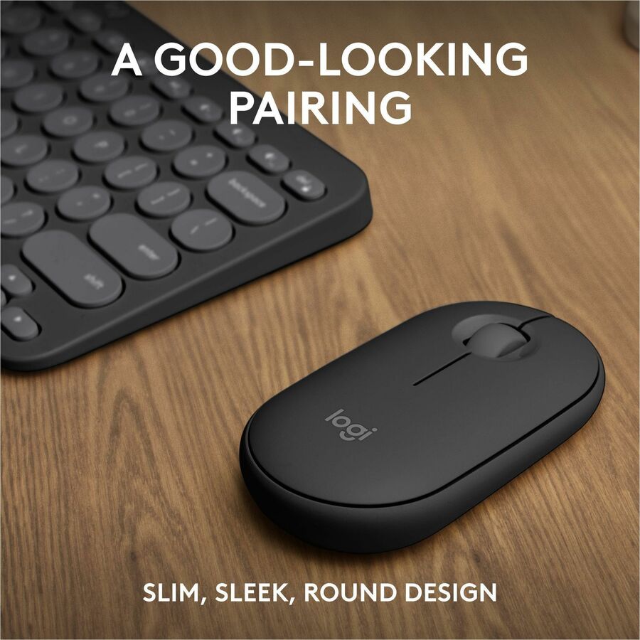 Alternate-Image1 Image for Logitech Pebble 2 Combo, Wireless Keyboard and Mouse, Quiet and Portable, Customizable, Logi Bolt, Tonal Graphite