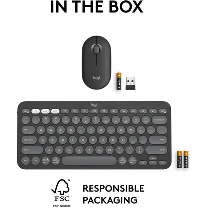 Alternate-Image9 Image for Logitech Pebble 2 Combo, Wireless Keyboard and Mouse, Quiet and Portable, Customizable, Logi Bolt, Tonal Graphite