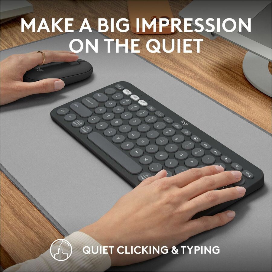 Alternate-Image7 Image for Logitech Pebble 2 Combo, Wireless Keyboard and Mouse, Quiet and Portable, Customizable, Logi Bolt, Tonal Graphite
