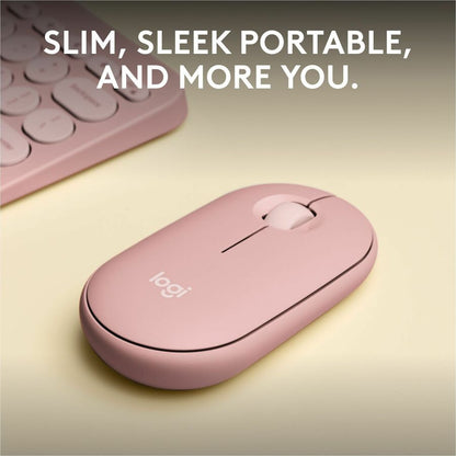 Alternate-Image1 Image for Logitech Pebble Mouse 2 M350s Slim Bluetooth Wireless Mouse, Portable, Customizable Button, Quiet Clicks, Tonal Rose