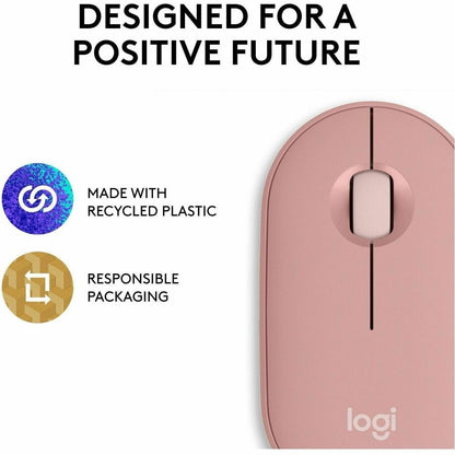 Alternate-Image2 Image for Logitech Pebble Mouse 2 M350s Slim Bluetooth Wireless Mouse, Portable, Customizable Button, Quiet Clicks, Tonal Rose