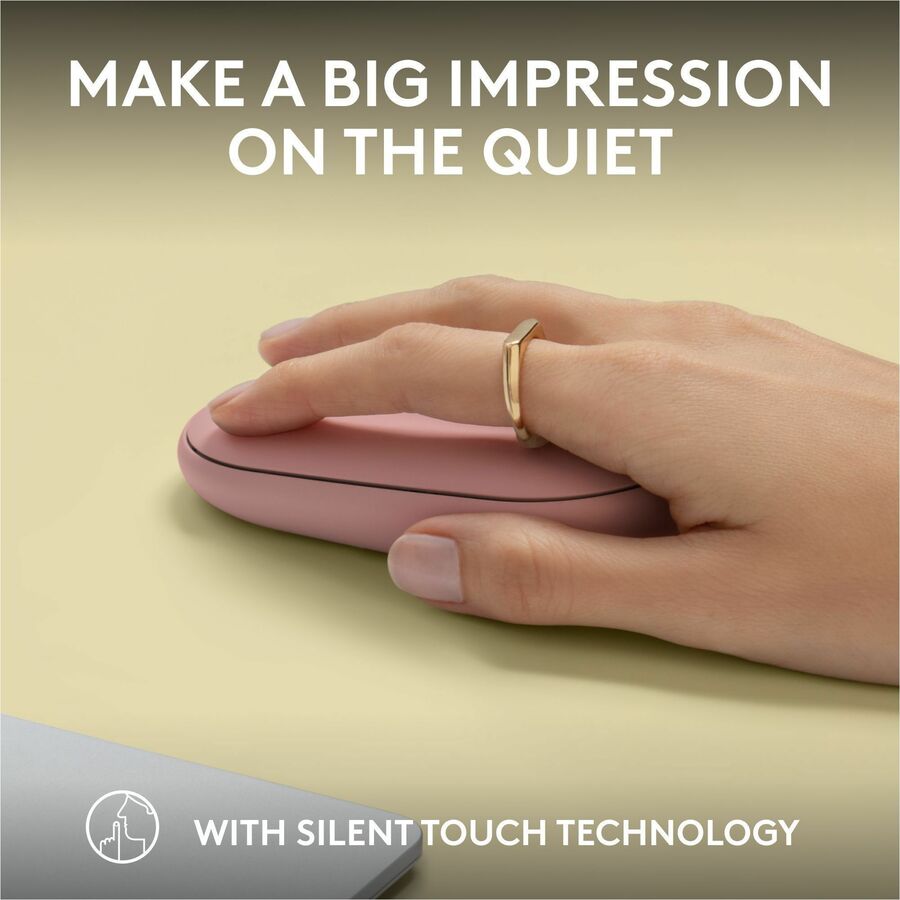 Alternate-Image4 Image for Logitech Pebble Mouse 2 M350s Slim Bluetooth Wireless Mouse, Portable, Customizable Button, Quiet Clicks, Tonal Rose