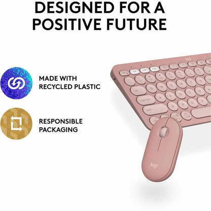 Alternate-Image10 Image for Logitech Pebble 2 Combo, Wireless Keyboard and Mouse, Quiet and Portable, Customizable, Logi Bolt, Tonal Rose