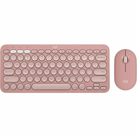 Main Image for Logitech Pebble 2 Combo, Wireless Keyboard and Mouse, Quiet and Portable, Customizable, Logi Bolt, Tonal Rose