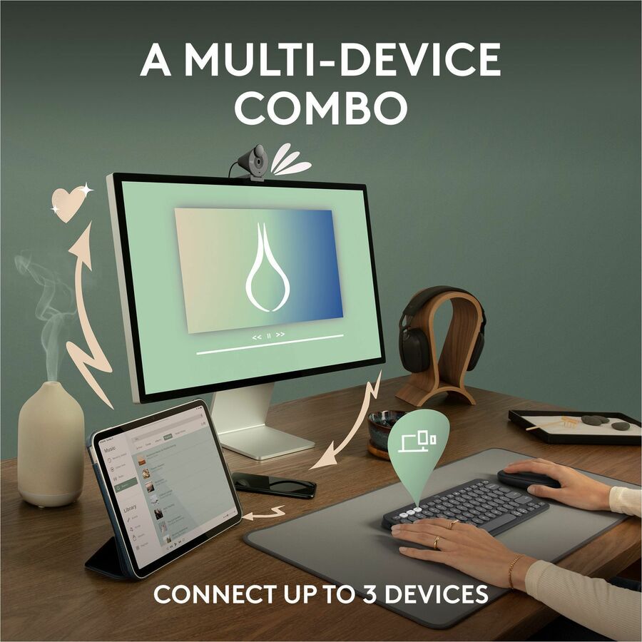 Alternate-Image2 Image for Logitech Pebble 2 Combo, Wireless Keyboard and Mouse, Quiet and Portable, Customizable, Logi Bolt, Tonal Rose