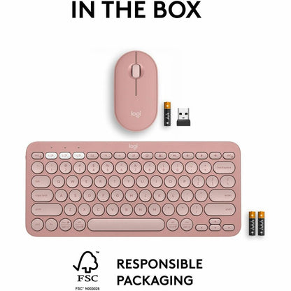 Alternate-Image9 Image for Logitech Pebble 2 Combo, Wireless Keyboard and Mouse, Quiet and Portable, Customizable, Logi Bolt, Tonal Rose