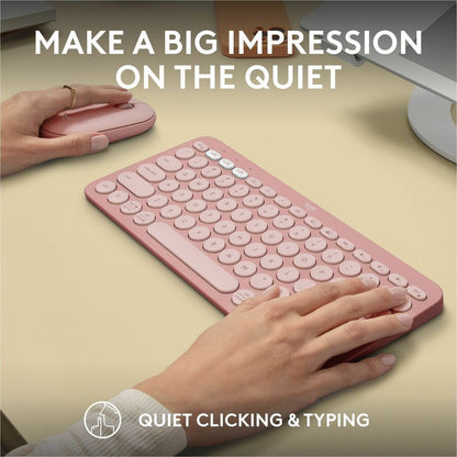Alternate-Image7 Image for Logitech Pebble 2 Combo, Wireless Keyboard and Mouse, Quiet and Portable, Customizable, Logi Bolt, Tonal Rose