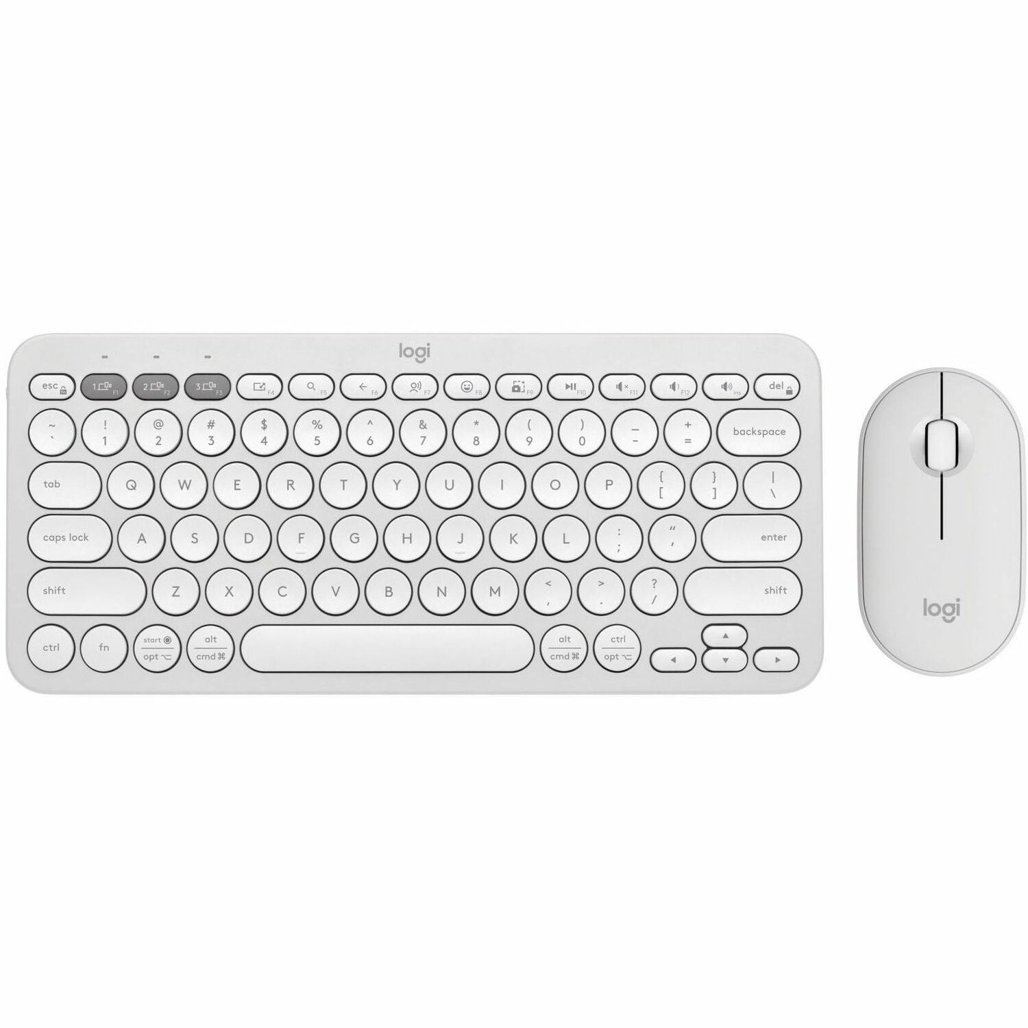 Main Image for Logitech Pebble 2 Combo, Wireless Keyboard and Mouse, Quiet and Portable, Customizable, Logi Bolt, Bluetooth, Tonal White