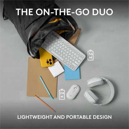 Alternate-Image8 Image for Logitech Pebble 2 Combo, Wireless Keyboard and Mouse, Quiet and Portable, Customizable, Logi Bolt, Bluetooth, Tonal White