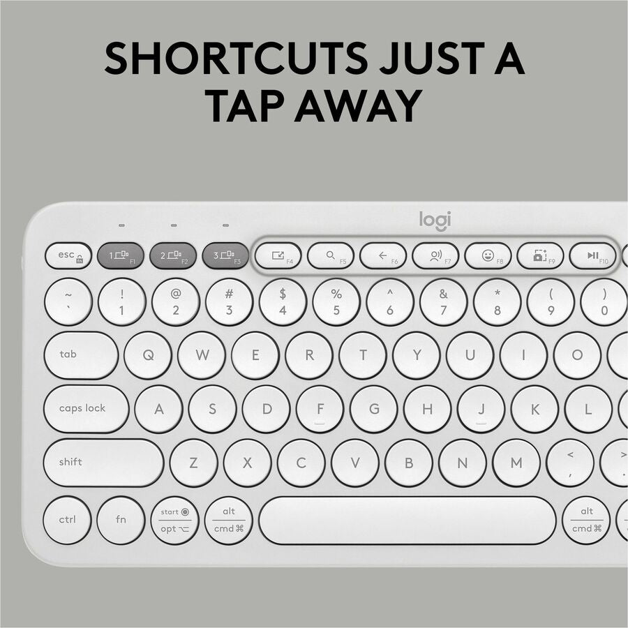 Alternate-Image4 Image for Logitech Pebble 2 Combo, Wireless Keyboard and Mouse, Quiet and Portable, Customizable, Logi Bolt, Bluetooth, Tonal White