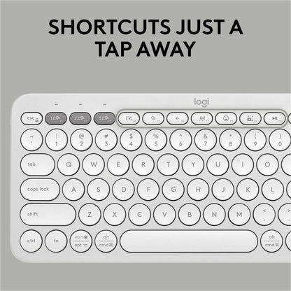 Alternate-Image4 Image for Logitech Pebble 2 Combo, Wireless Keyboard and Mouse, Quiet and Portable, Customizable, Logi Bolt, Bluetooth, Tonal White