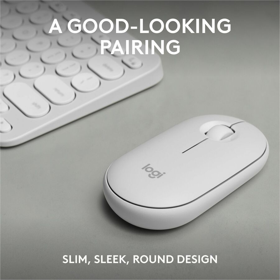 Alternate-Image1 Image for Logitech Pebble 2 Combo, Wireless Keyboard and Mouse, Quiet and Portable, Customizable, Logi Bolt, Bluetooth, Tonal White