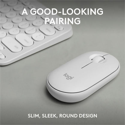 Alternate-Image1 Image for Logitech Pebble 2 Combo, Wireless Keyboard and Mouse, Quiet and Portable, Customizable, Logi Bolt, Bluetooth, Tonal White