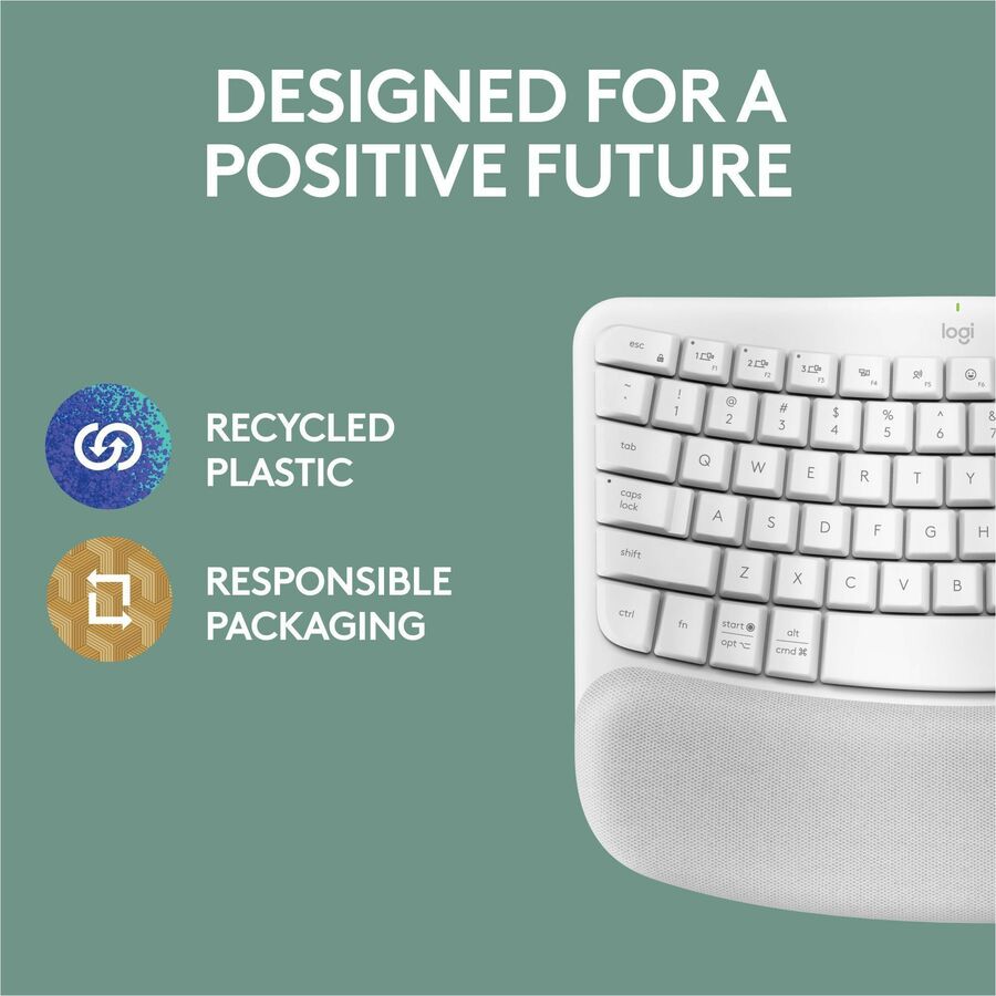 Alternate-Image8 Image for Logitech Wave Keys Wireless Ergonomic Keyboard with Cushioned Palm Rest, Comfortable Natural Typing, Easy-Switch, Off White