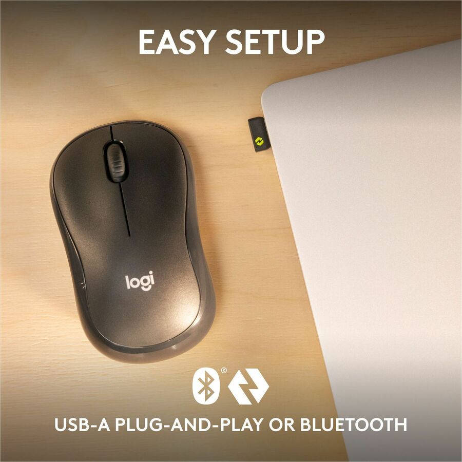 Alternate-Image3 Image for Logitech M240 for Business Silent Wireless Mouse, Secure Logi Bolt USB Receiver, Graphite