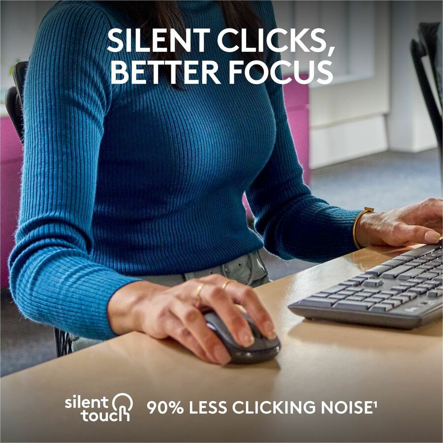 Alternate-Image2 Image for Logitech M240 for Business Silent Wireless Mouse, Secure Logi Bolt USB Receiver, Graphite