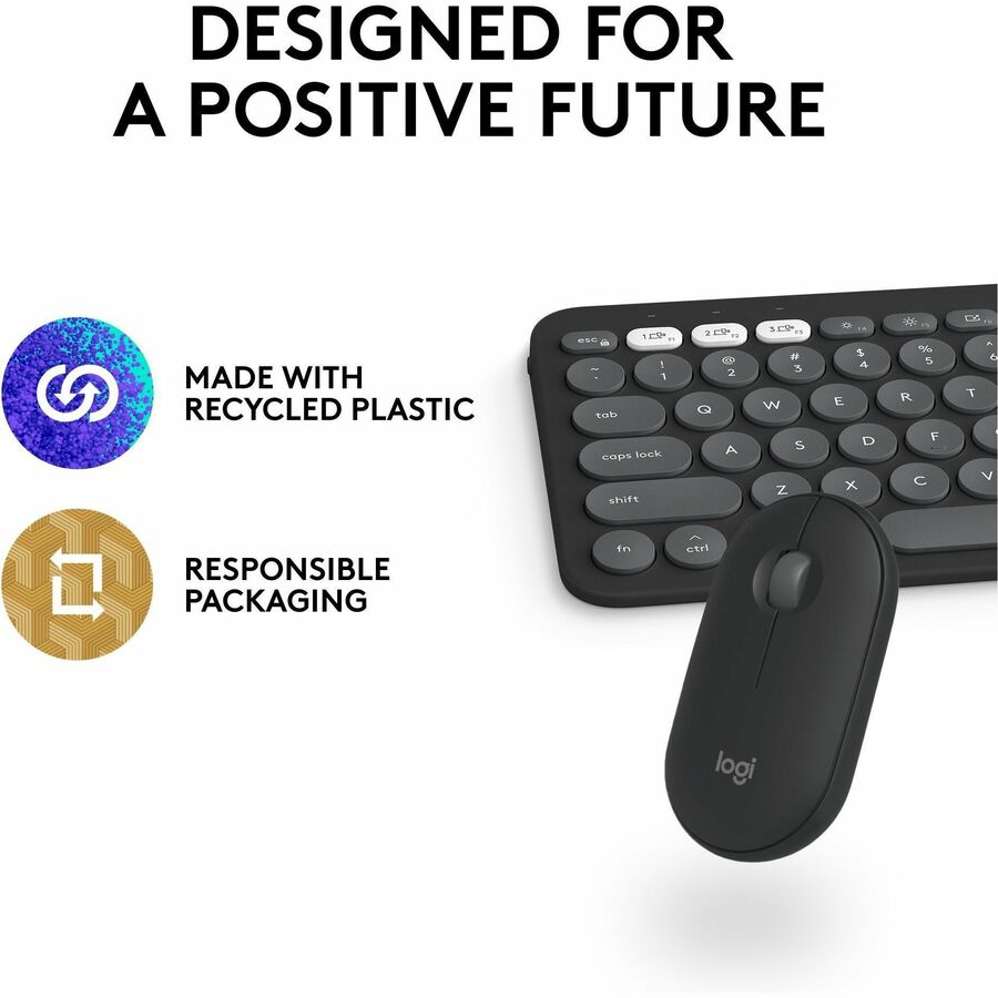 Alternate-Image10 Image for Logitech Pebble 2 Combo for Mac, Wireless Keyboard and Mouse, Slim, Quiet and Portable, Customizable, Tonal Graphite