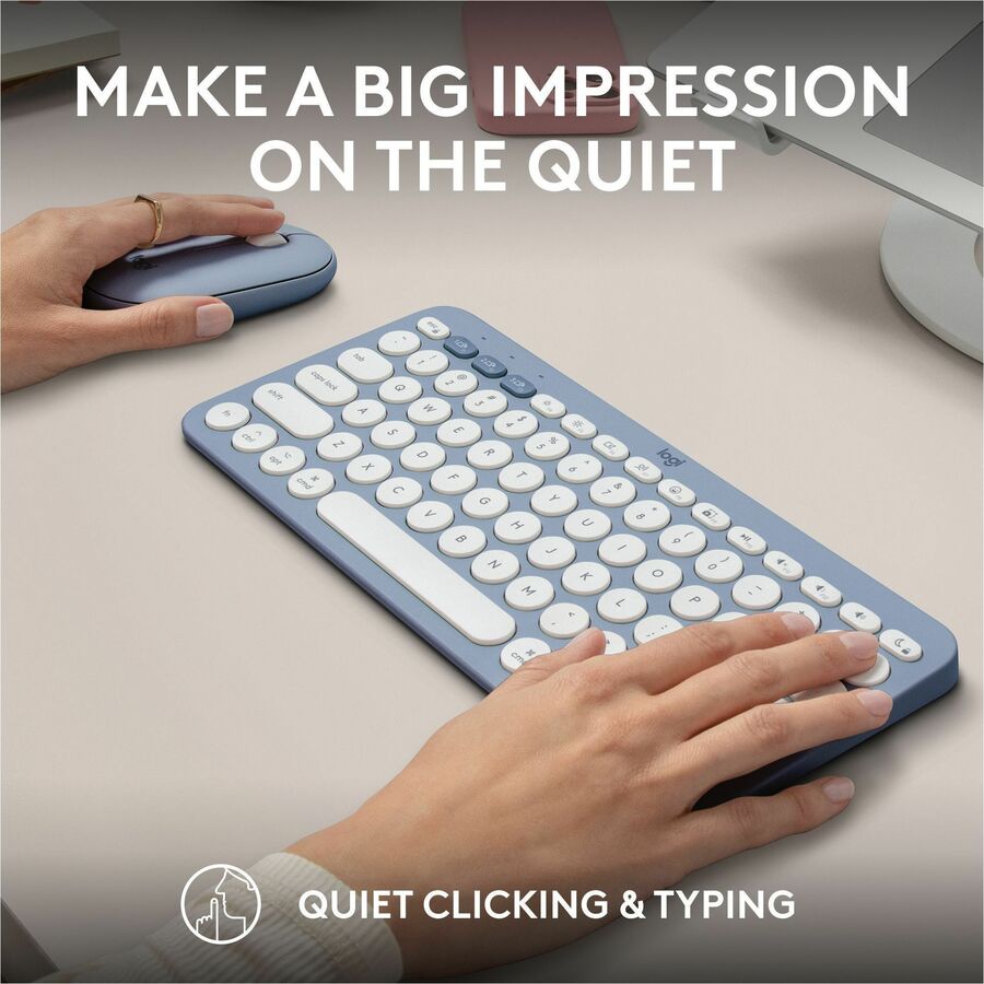 Alternate-Image7 Image for Logitech Pebble 2 Combo for Mac, Wireless Keyboard and Mouse, Slim, Quiet and Portable, Bluetooth, Tonal Blue