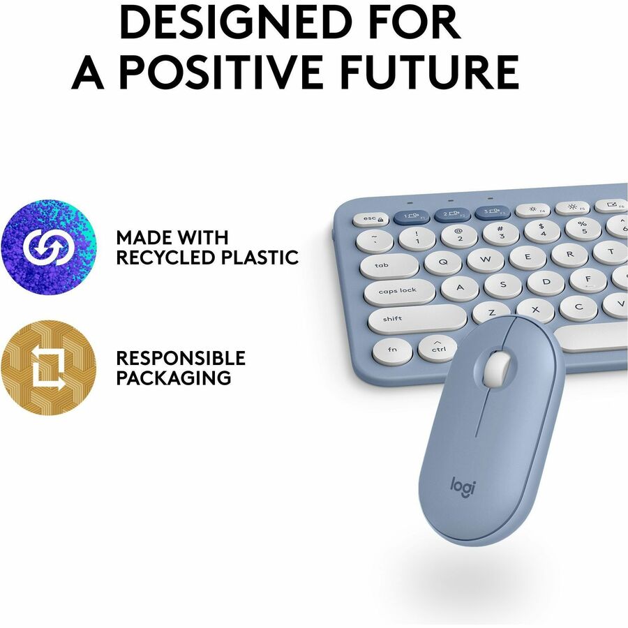 Alternate-Image10 Image for Logitech Pebble 2 Combo for Mac, Wireless Keyboard and Mouse, Slim, Quiet and Portable, Bluetooth, Tonal Blue