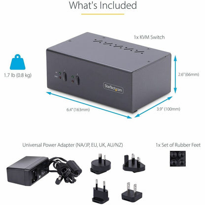 Alternate-Image4 Image for StarTech.com 2-Port Dual-Monitor DisplayPort KVM Switch, 4K 60Hz, 2x USB 5Gbps Ports, Hotkey/Push-Button Switching, TAA Compliant