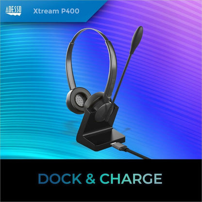 Alternate-Image2 Image for Adesso Xtream P400 Wireless Multimedia Headset with Charging Dock
