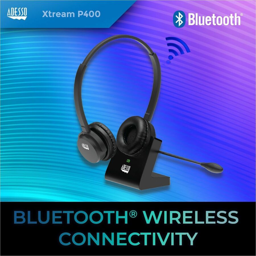 Alternate-Image1 Image for Adesso Xtream P400 Wireless Multimedia Headset with Charging Dock