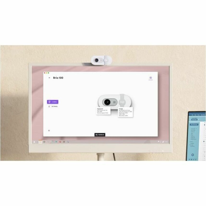 Alternate-Image1 Image for Logitech BRIO 100 Webcam - 2 Megapixel - Off White - USB Type A - 1 Pack(s)