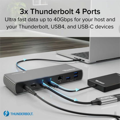Alternate-Image5 Image for Plugable Thunderbolt 4 Docking Station | 3x Thunderbolt Ports, Dual 4K, 100W Charging, TAA Compliant