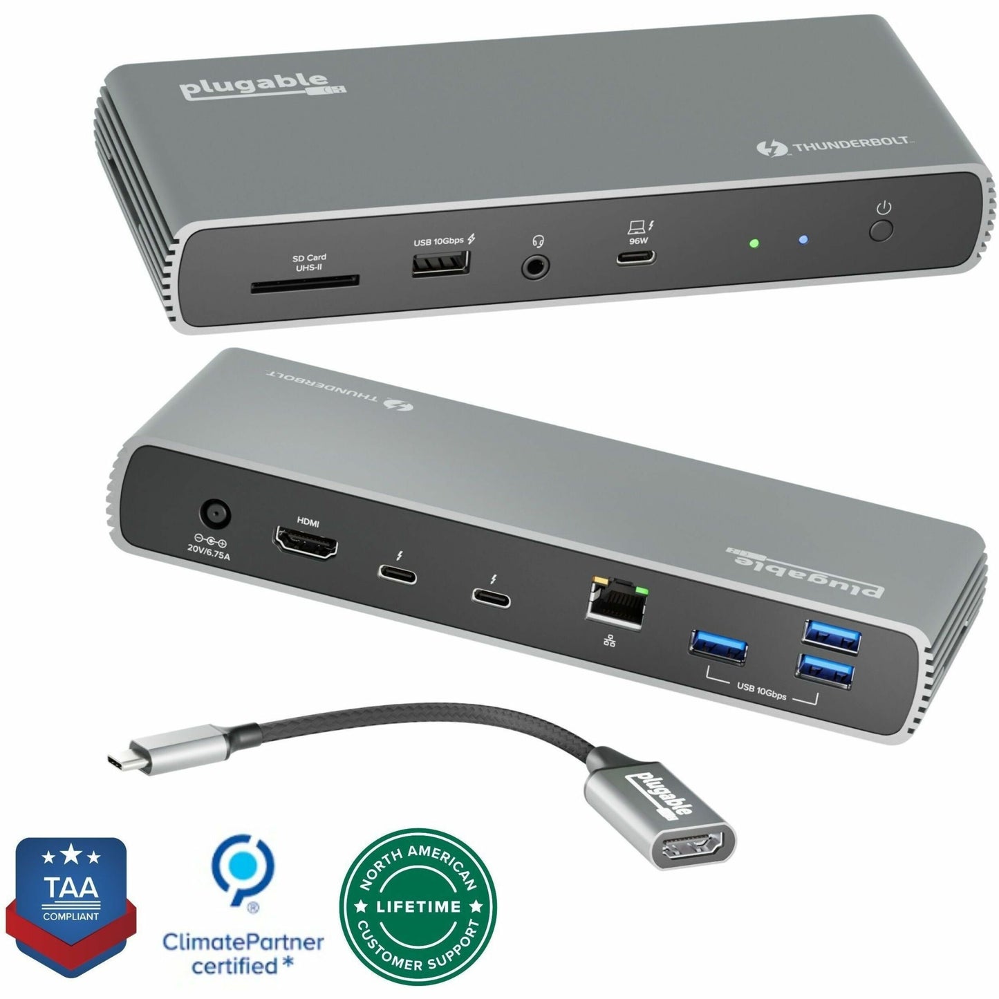 Main Image for Plugable Thunderbolt 4 Docking Station | 3x Thunderbolt Ports, Dual 4K, 100W Charging, TAA Compliant