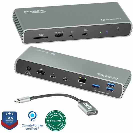 Main Image for Plugable Thunderbolt 4 Docking Station | 3x Thunderbolt Ports, Dual 4K, 100W Charging, TAA Compliant