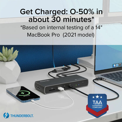 Alternate-Image2 Image for Plugable Thunderbolt 4 Docking Station | 3x Thunderbolt Ports, Dual 4K, 100W Charging, TAA Compliant