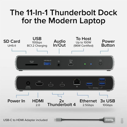 Alternate-Image1 Image for Plugable Thunderbolt 4 Docking Station | 3x Thunderbolt Ports, Dual 4K, 100W Charging, TAA Compliant