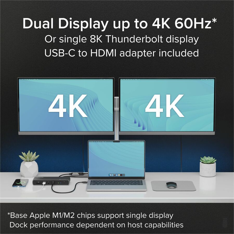 Alternate-Image3 Image for Plugable Thunderbolt 4 Docking Station | 3x Thunderbolt Ports, Dual 4K, 100W Charging, TAA Compliant