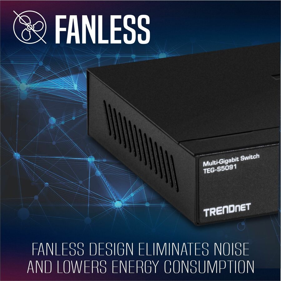 Alternate-Image8 Image for TRENDnet 9-Port Unmanaged 2.5G Switch with 10G SFP+ Port, TEG-S5091, 8 x 2.5GBASE-T Ports, 60Gbps, Wall Mountable, Ethernet Splitter, NDAA & TAA Compliant, Lifetime Protection, Black