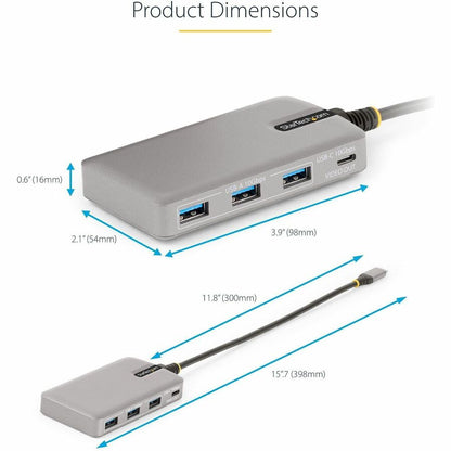 Alternate-Image3 Image for StarTech 4-Port USB-C Hub with USB-C DP Alt Mode Video Output, 3x USB-A, 1x USB-C, 100W Power Delivery Pass-Through, USB 3.2 10Gbps