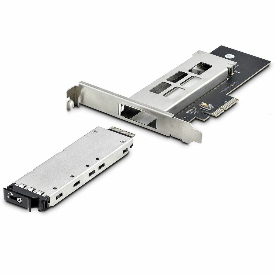 Alternate-Image1 Image for StarTech M.2 NVMe SSD to PCIe x4 Removable Mobile Rack for PCI Express Expansion Slot, Tool-less Installation, PCIe Hot-Swap Drive Bay
