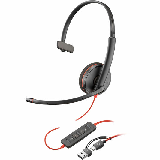 Main Image for Poly Blackwire 3210 Black Headset +USB-C/A Adapter TAA (Bulk)