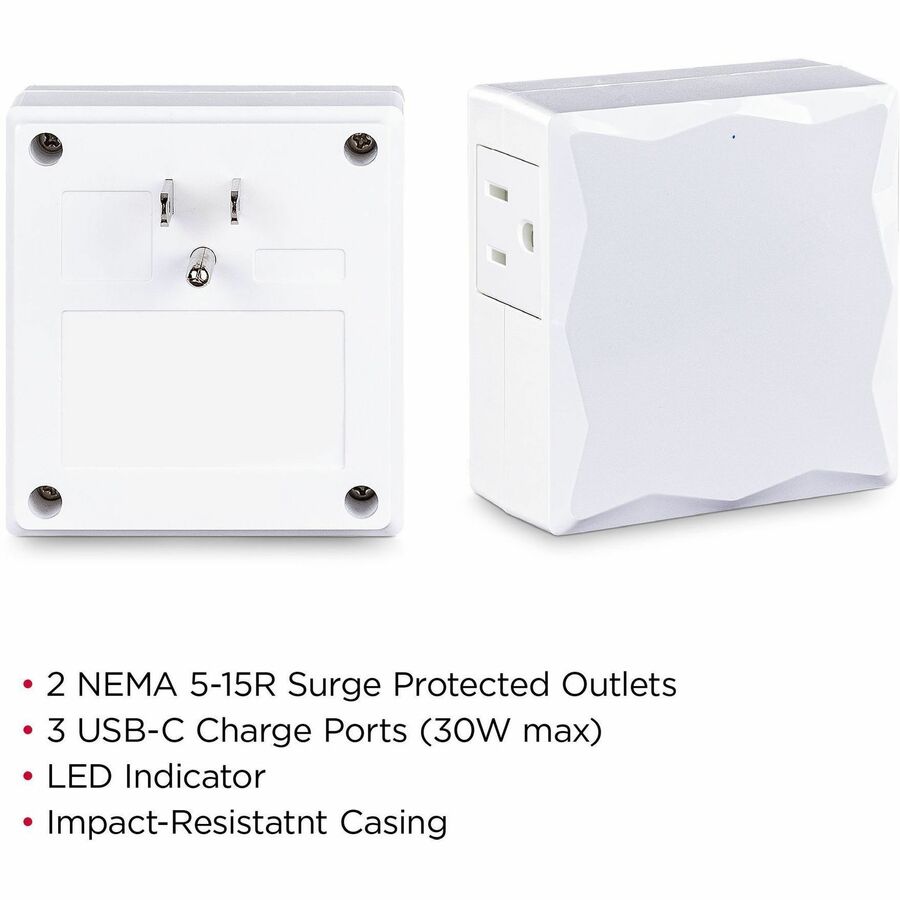 Alternate-Image2 Image for CyberPower P2WUC3 Home and Office 2 - Outlet Surge Protector with 500 J Surge Suppression