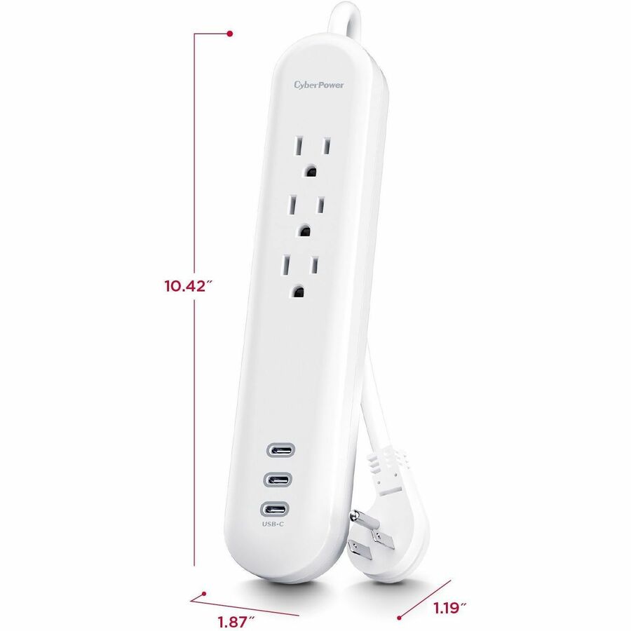 Alternate-Image3 Image for CyberPower P304UC3 Home and Office 3 - Outlet Surge Protector with 500 J Surge Suppression
