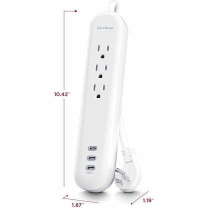 Alternate-Image3 Image for CyberPower P304UC3 Home and Office 3 - Outlet Surge Protector with 500 J Surge Suppression