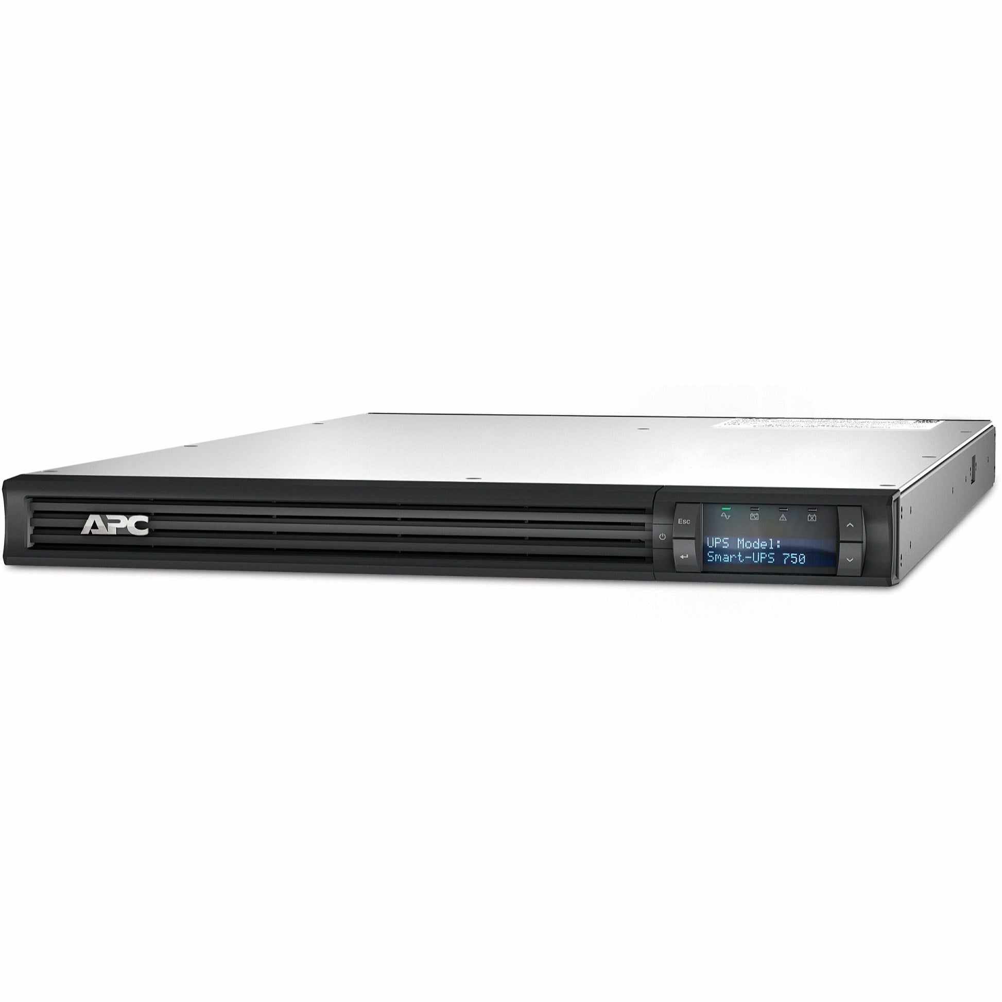 Main Image for APC Smart-UPS, Line Interactive, 750 VA, LCD, Rackmount 1U, 120V, 4x NEMA 5-15R outlet, USB, AVR, Short Depth