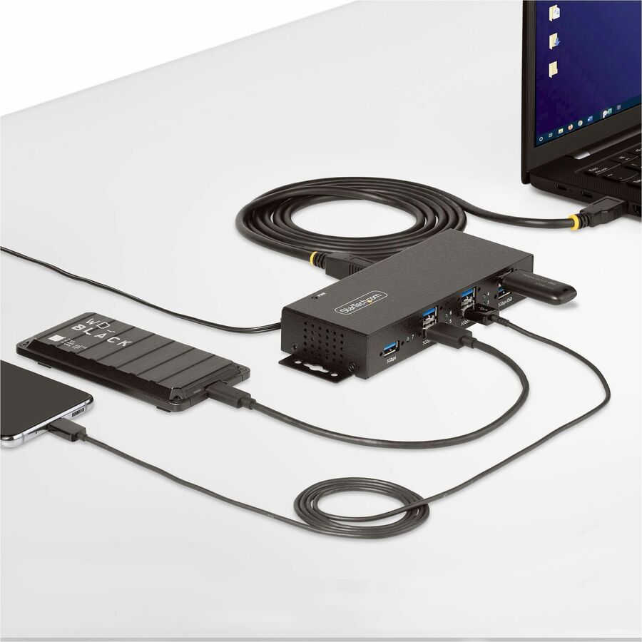 Alternate-Image6 Image for StarTech 7-Port Managed USB Hub, Heavy Duty Metal Industrial Housing, ESD & Surge Protection, Wall/Desk/Din-Rail Mount, USB 5Gbps, TAA